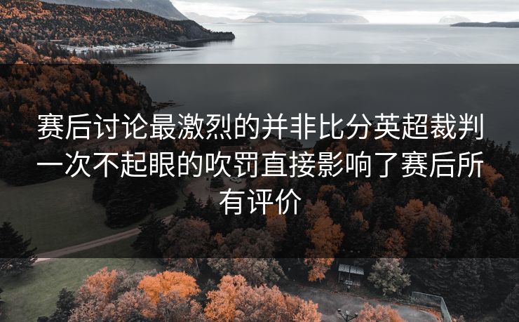 赛后讨论最激烈的并非比分英超裁判一次不起眼的吹罚直接影响了赛后所有评价